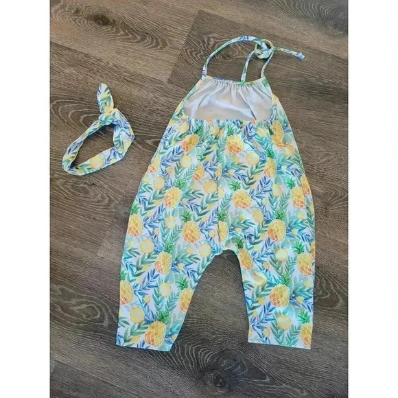 Pineapple toddler girl romper with headband size 100 3t #1 - Picture 2 of 3